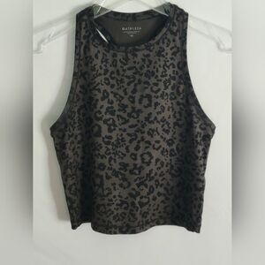 Athleta Size XSmall Cropped Racerback Tank Black & Gray Cheethah Print